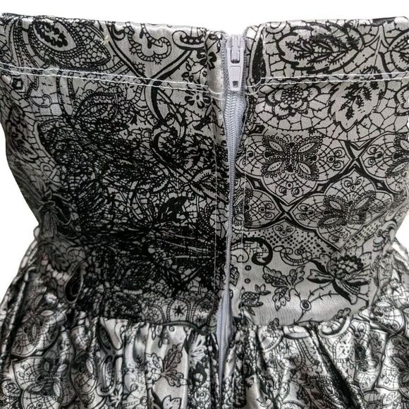 Strapless Layered Cake Dress Heart Shaped Bodice Gray/Black Size 1 - Picture 6 of 8
